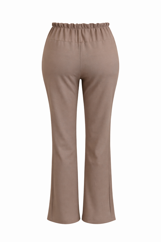 R272- COMFORTBROEK STRAIGHT LEG MET VETERS TAUPE
