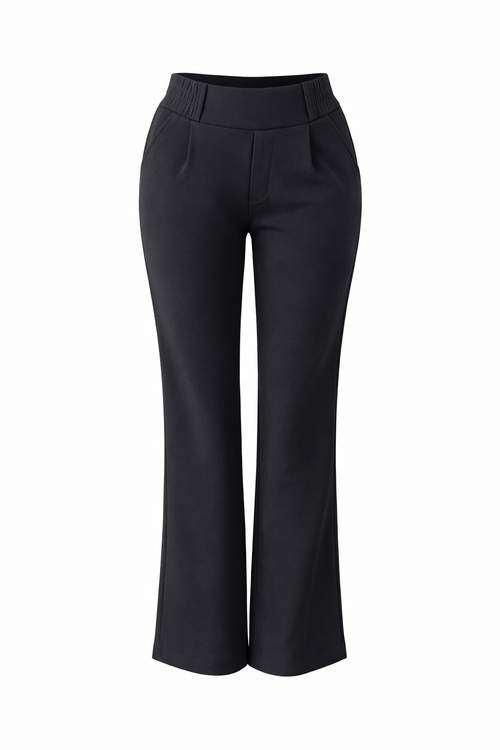R273- COMFORTBROEK ZWART STRAIGHTLEG