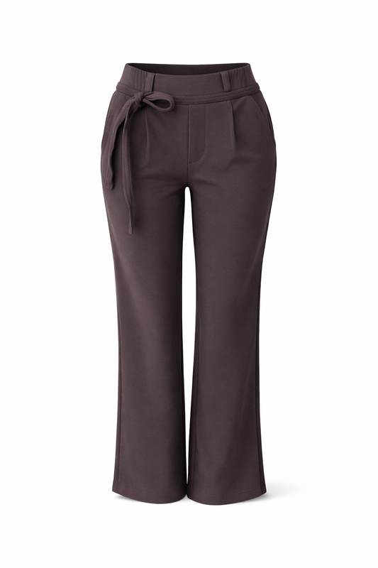 R271- COMFORTBROEK STRAIGHT LEG MET RIEMPJE DONKERBRUIN
