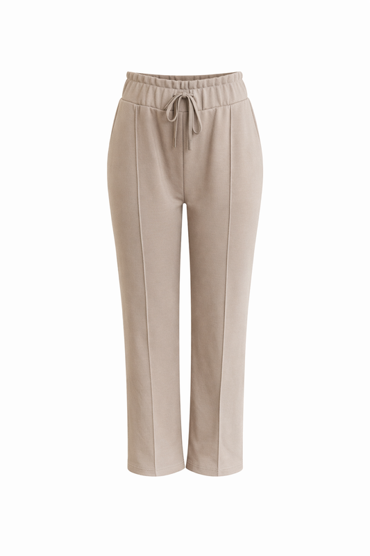 R602- COMFORTBROEK STRAIGHTLEG VETERS LICHT TAUPE ZOMERSTOF