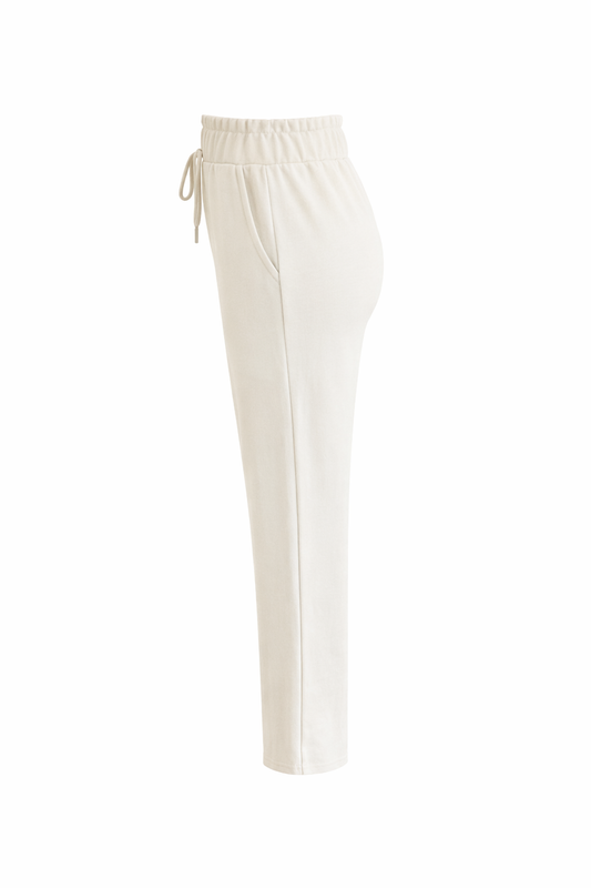R602- COMFORTBROEK STRAIGHTLEG VETERS OFFWHITE ZOMERSTOF