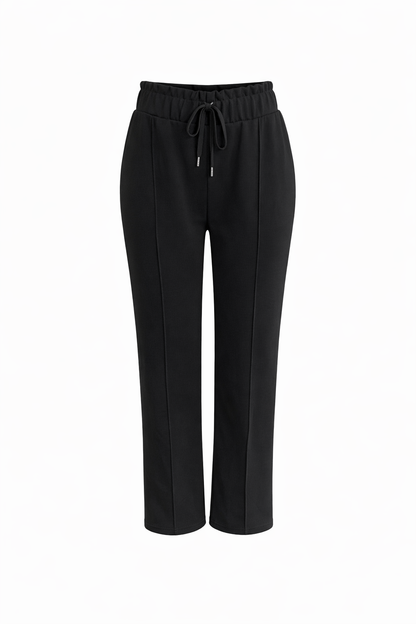 R602- COMFORTBROEK STRAIGHTLEG VETERS ZWART ZOMERSTOF