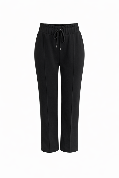 R602- COMFORTBROEK STRAIGHTLEG VETERS ZWART ZOMERSTOF