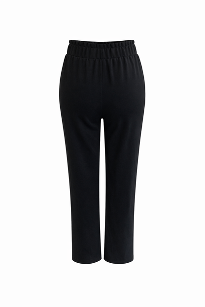 R602- COMFORTBROEK STRAIGHTLEG VETERS ZWART ZOMERSTOF