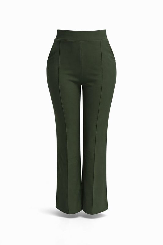 HY391- COMFORTBROEK STRAIGHTLEG OLIJFGROEN
