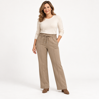 R605- COMFORTBROEK STRAIGHTLEG TAUPE THERMO