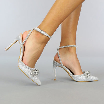 -GLITTER MUILTJES MET STRIKDETAIL ZILVER - comfortmode